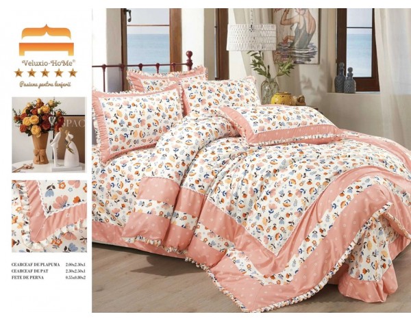 Lenjerie cu volanase si broderie 4 piese GM17 Lenjerie cu volanase si broderie 4 piese GM17